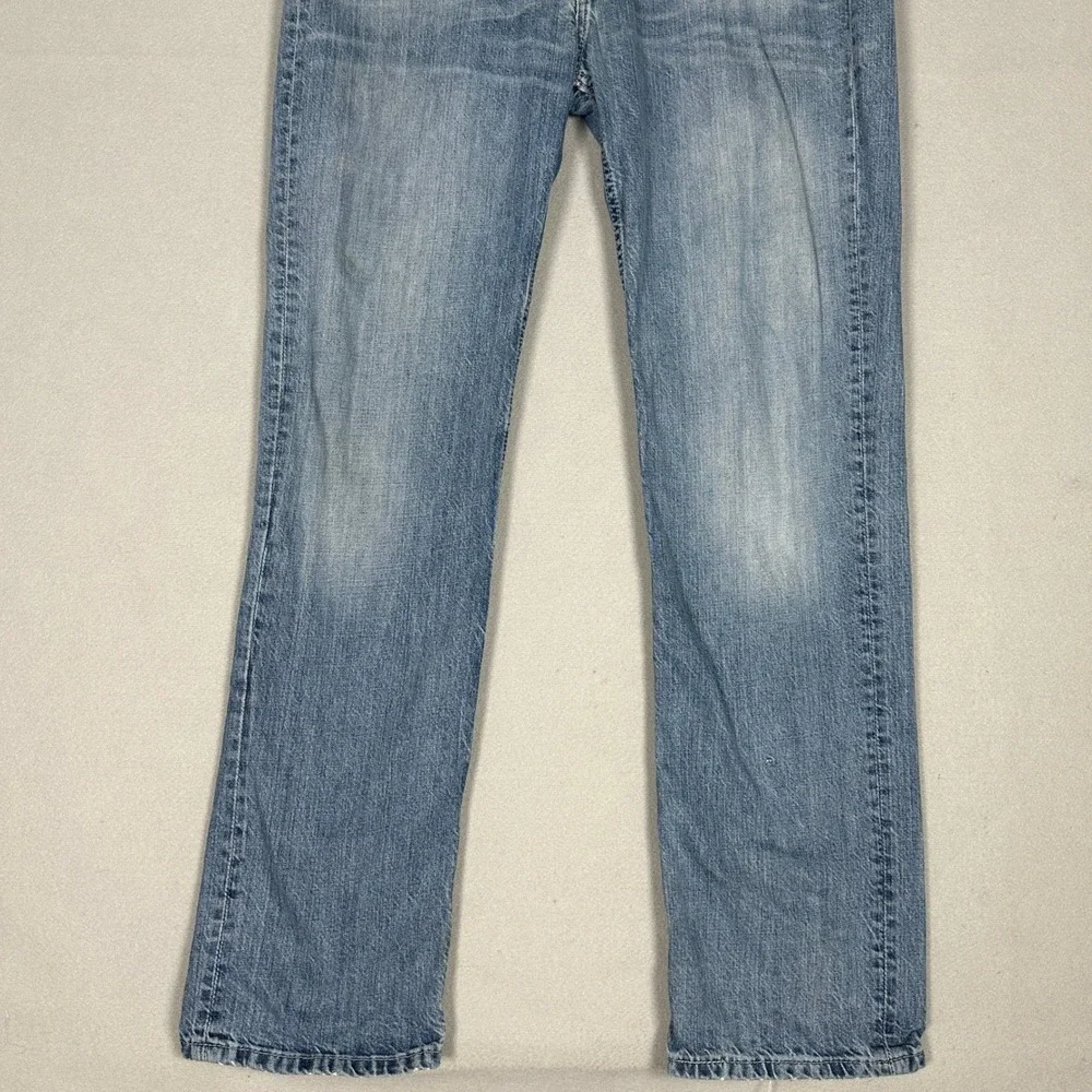 Levis 514 Jeans Mens 36X34 Blue Straight Fit Classic 5-Pocket Distressed Denim